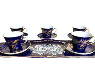 Apulum Demitasse Set with Hand Painted Europa Tray