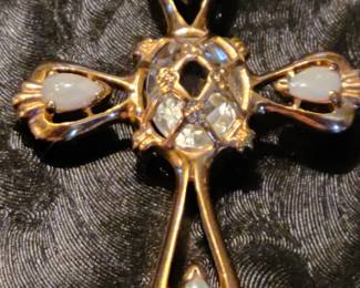 14K cross with Opals