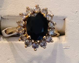 14K, Sapphire and Diamonds ring