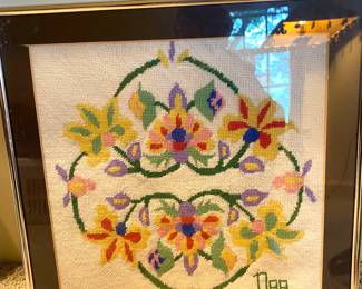 Framed needlepoint 