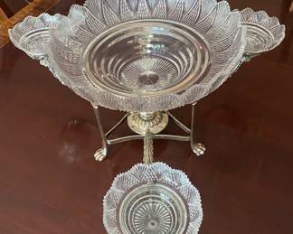 Victorian cut crystal epergne/ mint condition