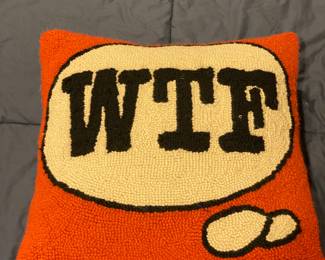 Hooked pillow with a thought for the day!