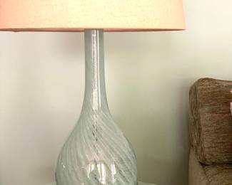 Pale glass and lucite table lamp