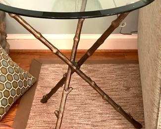 Faux bamboo metal/glass occasional table
