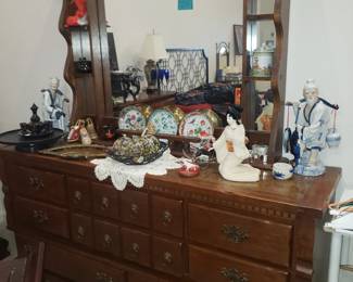 Dresser with Mirror and Asian Decor