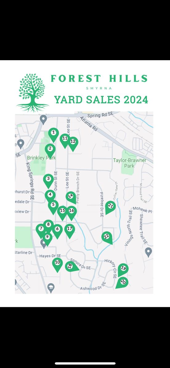 Forest Hills Yard Sales 2024 in Smyrna, GA starts on 5/18/2024