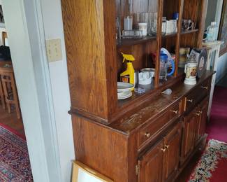 Two piece base with upper glass part having shelves; very well made 20th century item.