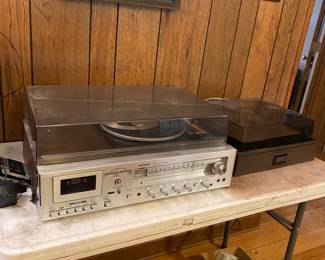 Several Vintage Stereo Players and Turntables. 
