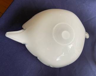 Mid century white swirl with gold flecks, Venetian leaf dish