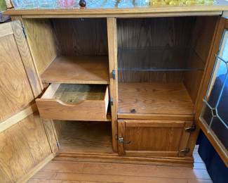 Vintage 3-door oak Liquor Cabinet