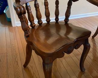 Solid wood dining set with 6 captain chairs