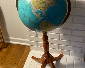 Vintage Rand McNally World Globe with wooden pedestal 