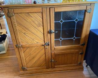 Vintage 3-door oak Liquor Cabinet