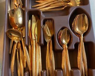 Gold tone flatware