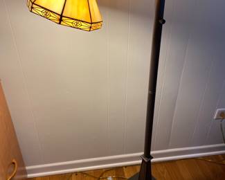 wrought iron floor lamp with stained glass shade