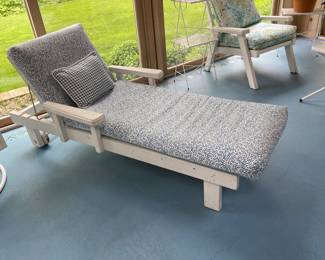 solid white wood patio lounger 