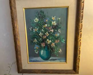 Original framed oil painting, floral still life by Kirchmier