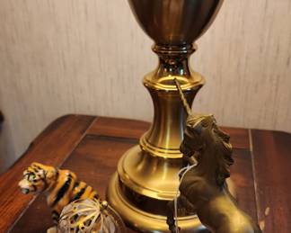 Table Lamps, Brass Rearing Unicorn
