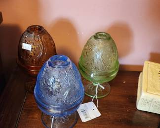 Vintage Tiara amber fairy lamps