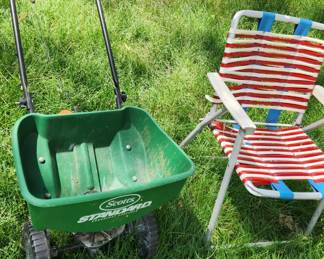Lawn chairs, Scott's standard broadcast spreader