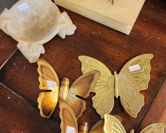Carved Alabaster Ashtray, Butterflies