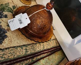 Tiara Amber Glass Butter Dish