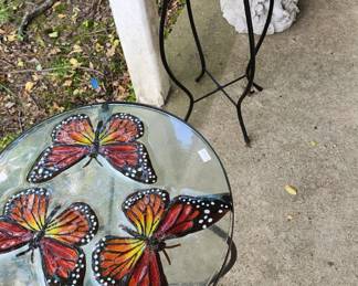 Glass outdoor side tables and plant stands