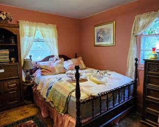 Vintage wood bed frame, Sleep to Live 400 series full mattress full size, Vintage mid-century bedroom set