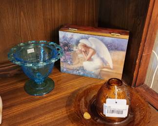 Vtg Amber Plate Fairy Light