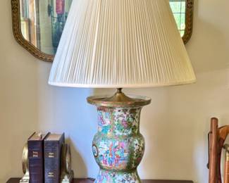Large Antique Rose Medallion Lamp