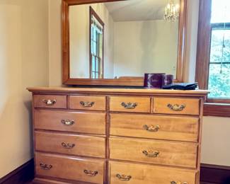 8 Drawer Low Dresser with Mirror