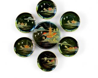 SET of 6 Melamine Asian Coasters