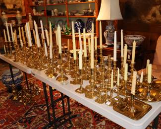 17th and 18th century brass candle stands