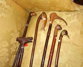 Collection of wood canes.