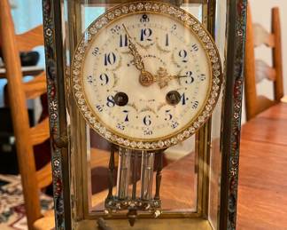 Antique French and Bevel glass mercury pendulum clock 