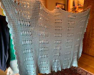 #88 Hand-crocheted Blanket - Blue - 76x50 $50.00