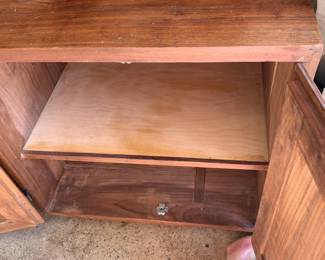 #148 Wood Bedside Table w/2 doors & Shelf w/engraved Star on Front - 24x19x25.5 $75.00