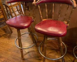#14 red and wood swivel bar stool (2) 31 tall $75.00