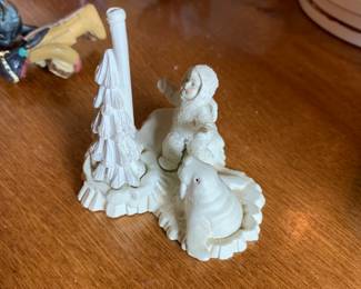 #114 Set of 4 pc Cast Iron Snow Babies - Baby w/Tree and Walrus $30.00