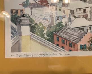 #95 Watercolor Print by Jill Amos Raines 1994 - St. George Island Cruise Ship $80.00