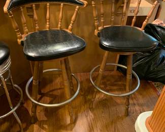 #12 (2) swivel black and wood bar stools seat height 30 inches $50.00