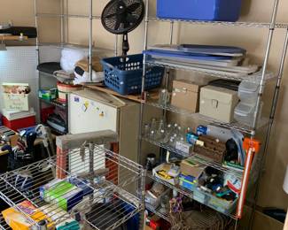 Garage items tall stainless shelves