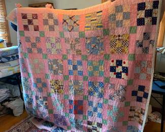 #78 9 patch Hand-/quilted Quilt - 68x74 $60.00