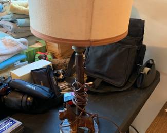 #75 Lamp w/Wood Carved Scottie - 18" Tall $20.00