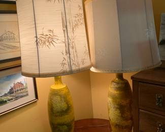 #29 Asian/Mid-Century Lamps - Sold as a pair - 42" tall (one needs a new cord) $100.00
