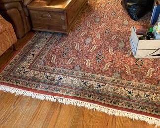 #11 hand knotted rug with red blue cream 118x96 $175.00