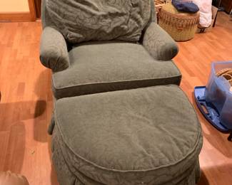 #19 Sam Moore by Lazyboy chair green loose back cushion club chair with ottman $120.00