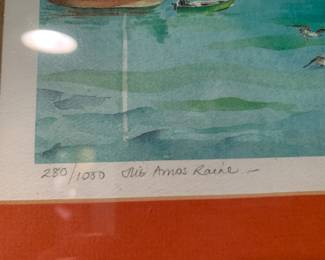 #96 280 of 1000 Watercolor Print by Jill Amos Raines of Sailboats 15x16 $50.00