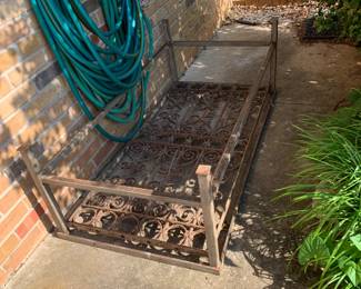 #147 Cast Iron Coffee Table (made out of a gate) w/1/4" Glass top - 28x55x19 $120.00