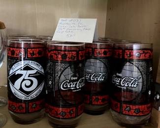 #216 vintage 75th anniversary Cocola glasses set of 13 $50.00